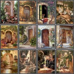 Gatyzory – Kits de peinture par numéros de porte de fleur dessin de paysage sur toile cadeau peint