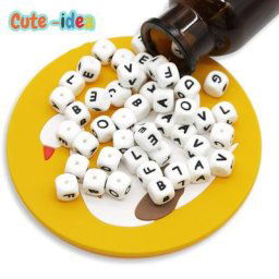 Cute-idea – perles de lettres en Silicone sans BPA pour bébé lettres de l'alphabet anglais perles