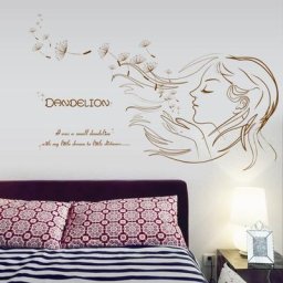 Autocollants Muraux en Vinyle Auto-Adhésifs Motif de Pissenlit Belle Fille pour Chambre à