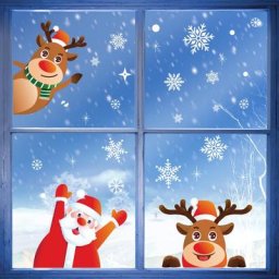 Autocollant électrostatique père noël wapiti pour fenêtre stickers muraux pour chambre d'enfant