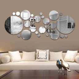 Autocollants Muraux Miroir 3D en Acrylique 30 Pièces Décoration Murale Ronde Bricolage pour