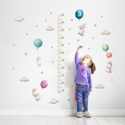Autocollants muraux en forme de lapin règle de mesure de la hauteur pour chambre d'enfants