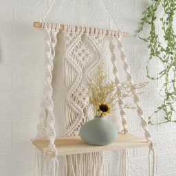Étagère murale suspendue style bohémien tapisserie faite à la main support de corde en coton