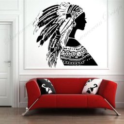 Autocollant mural en vinyle pour décoration intérieure belle femme américaine et indienne