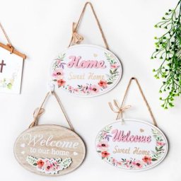 Panneau de Bienvenue en Bois avec Numéro de Maison Pendentif Rétro Européen Facilement Face Plaque