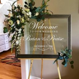Autocollant de bienvenue personnalisé avec nom et date de mariage miroir patients douche signe