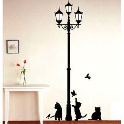 GONGOUYANG-Autocollant mural avec lampe de prairie populaire motif chats et oiseaux décoration de