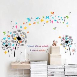 Pissenlit coloré papillon autocollant Mural salon chambre fond décoration papier peint Mural décor à
