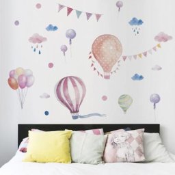 Autocollant Mural de nuage de ballon d'air chaud de dessin animé pour enfants décoration de fête