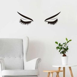 Autocollants muraux de cils de beauté décoration de fond de salon de chambre à coucher papier