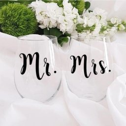Autocollant en Vinyle pour Verres à Vin Mr et Mrs Décalcomanies pour Jeunes Mariés Fiançailles