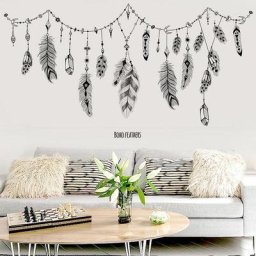 Lucky replCatcher-Autocollant Mural en Vinyle avec Plumes Stickers Muraux oniriques Art Mural de