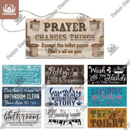 Putuo Decor-Plaque d'art mural en bois panneaux HOWooden assiettes décoratives pour toilettes
