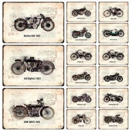 Plaque décorative vintage en métal pour homme 18 panneaux classique moto affiche feuille de