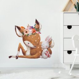 Autocollants muraux d'interconnexion en PVC pour chambre de bébé cerf mignon et lapin autocollants