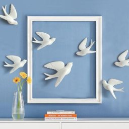 Autocollants muraux oiseaux en résine 3D décor mural de style pastChevpour la maison décor de fond
