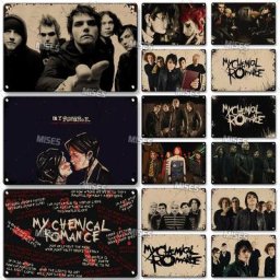 MISES My Chemical Romance Metal Sign for Man Rock Band Poster Wall Plate Vintage Poster for