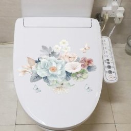 Autocollant Mural à fleurs romantiques en PVC 1 pièce pour salle de bain toilettes