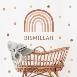 Bismillah-Autocollant mural islamique Boho rose et bleu arcs-en-ciel points décalcomanies pour