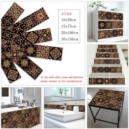 Autocollant de carreaux de bande de motif rétro de style marocain papier peint de cuisine peler et