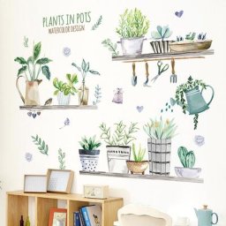 Shijuekongjian-Autocollant mural plante en pot matière PVC culture de pot stickers muraux pour