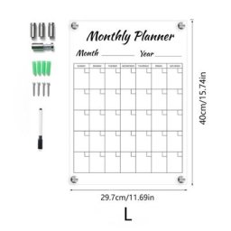 Tableau blanc de calendrier hebdomadaire mural en acrylique