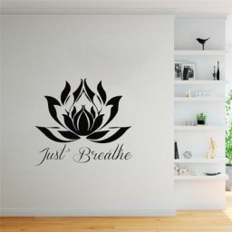 Autocollant mural fleur mandala stickers muraux citation juste respirer annie fleur vinyle