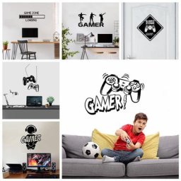 Sculpté Gamer vinyle autocollant mural salle de jeu pour enfants chambre décoration peintures