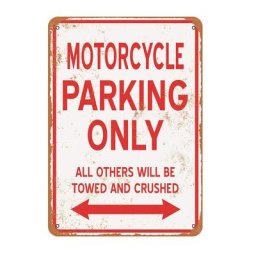 Plaque de décoration murale vintage en métal 18 panneaux moto parking seulement vacances