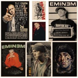 8 Mil Eminem-Affiches Hip Hop Vintage Classiques Imprimés sur Papier Kraft Peinture Murale d'Art