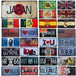 Plaque d'immatriculation de voiture avec drapeau du japon du mexique de l'italie et de la France