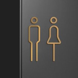 Plaque de Signe de Toilettes en Laiton Noir et Or Étiquette Murale pour Porte de Salle de Lavage