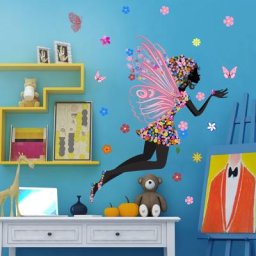 Autocollant mural papillon fille peinture décorative de maison belle fille féerique fleur