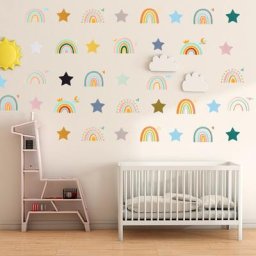 Autocollant Mural étoile arc-en-ciel de dessin animé décoration de chambre d'enfant cadeaux