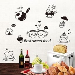 Autocollants Muraux Adhésifs en PVC pour Cuisine Café citrouille Sucrés Décoration Artistique