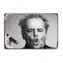 Jack Nicholson-Plaque décorative noire et blanche en métal 18 panneaux cigare anneaux de fumée