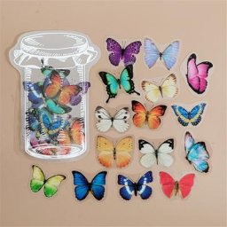 Autocollant en PET étiquette fleur papillon feuille décoration pour journal intime autocollant