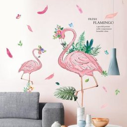 Shijuekongjian-Autocollants muraux flamant rose décalcomanies murales d'animaux pour la maison