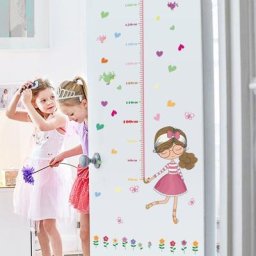 Autocollants muraux de dessin animé pour filles règle de hauteur mesure chambre d'enfants