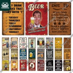 Putuo Decor-Plaque décorative vintage en métal pour homme 18/panneaux bière drôle rétro pour