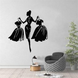Autocollant mural en vinyle avec robe noire pour fille sticker à la mode pour fenêtre boutique