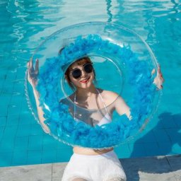 Anneau de natation en plumes transparentes pour enfants et adultes rond et épais gonflable jouets