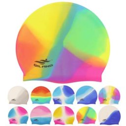 Bonnet de bain en silicone imperméable coloré arc-en-ciel pour hommes et femmes bonnet de natation
