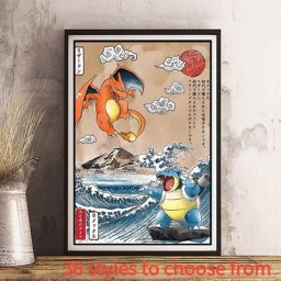 Pokemon Anime Print Wall Room Japanese Anime Poster Charizard Blastoise Portrait Manga Wave
