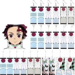Boucles d'oreilles Anime Demon Slayer Kimetsu No Yaiba 1 paire bijoux en acrylique Kamado