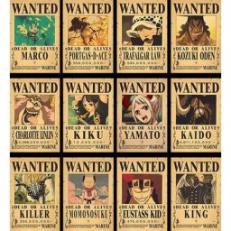 Affiche Murale de Dessin Animé One Piece Luffy Shichibukai Roger Bounty Wanted Quatre Empereurs