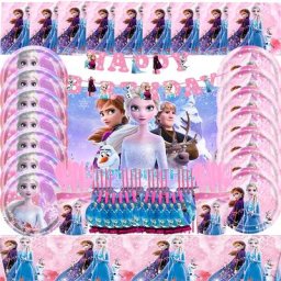 Décorations de fête d'anniversaire Disney Frozen serviettes en papier assiettes gobelets