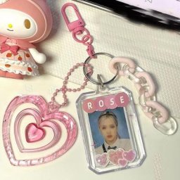 Porte-cartes Photo 1 pouce en acrylique joli porte-cartes en forme de cœur d'amour pendentif pour