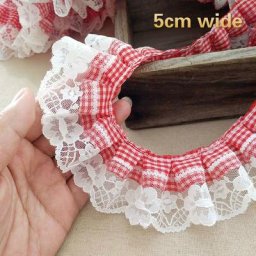 Ruban de dentelle déformable à carreaux rouges brodés à double maille tutu bébé bricolage