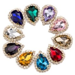 Strass pour travaux d'aiguille fond doré accessoires avec revers cousu sur pierres cristal 4